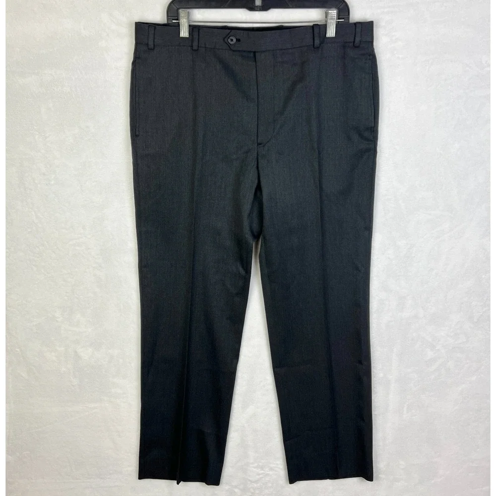 Brooks Brothers Madison Dress Pants Mens 38x30‎ (36x30) Gray Wool Flat Front